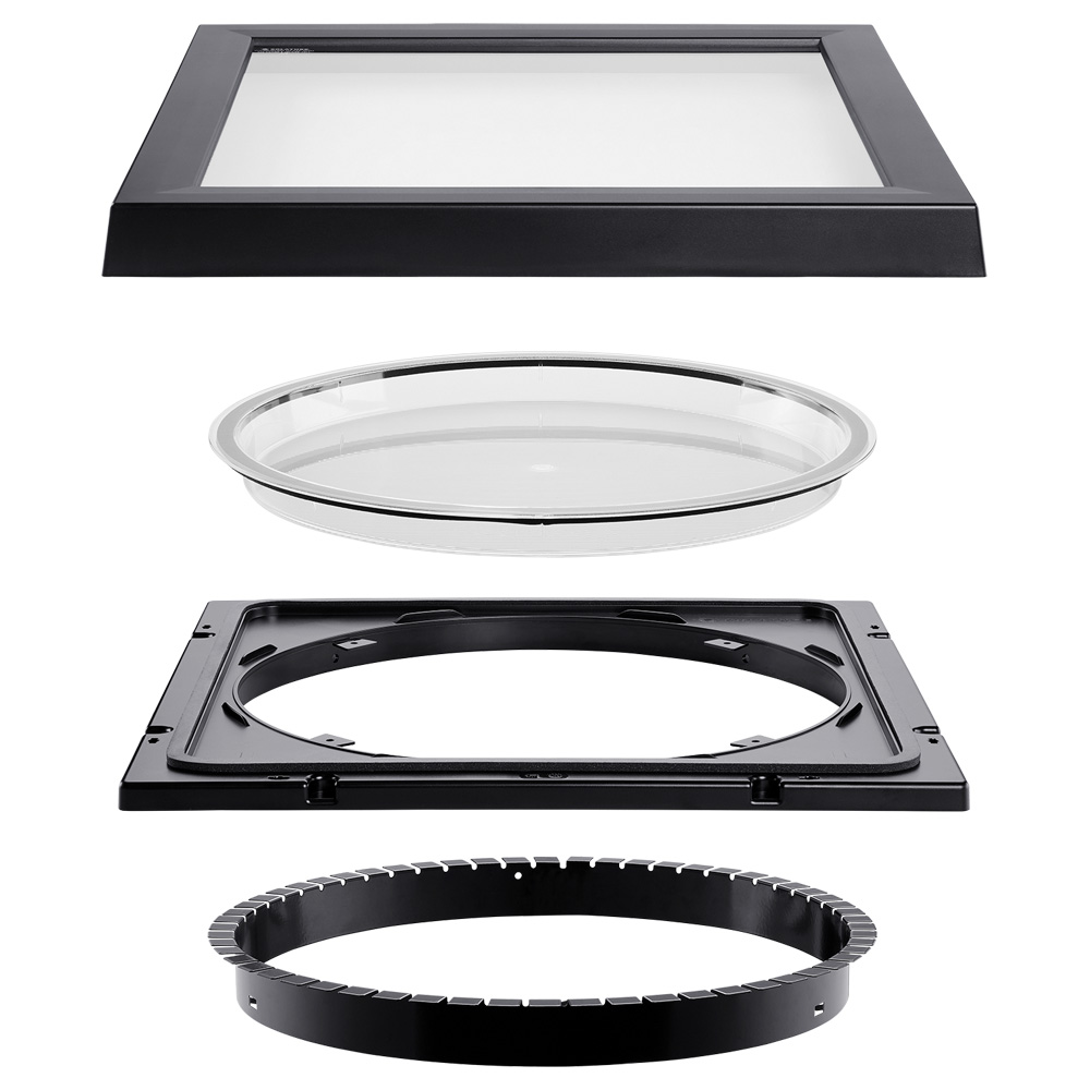 Vlakke koepel voor hellend dak